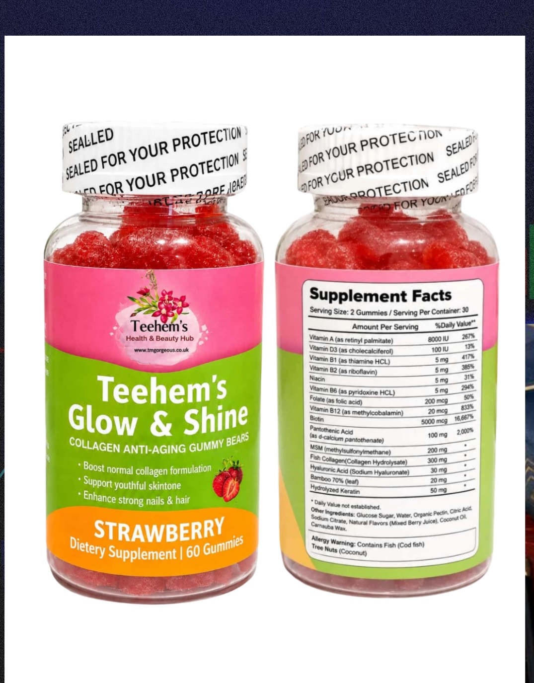 Teehems Glow & Shine Collagen Gummies - Image 2